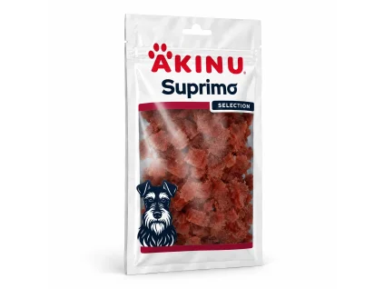Packshot Akinu SUPRIMO SELECTION Kachní maso 75 g (176293) na bílém, 1:1 — náklon sjednocený podle schváleného packshotu 282042 (asset a40d8e54), schválila Žanet.