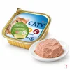 Packshot 200064a CATY Kuřecí & kachní paštika 100 g + paštika na bílém talířku. Surovina bez Helios reference (generována dle složení).