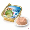 Packshot 200064b CATY Losos & pstruh paštika 100 g + paštika na bílém talířku. Surovina bez Helios reference (generována dle složení).