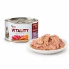 Packshot se surovinou — Vitality Tuňák & krevety 263017, podle vzoru 263039. Reference obalu = e-shop packshot z BaseLinkeru (b10c23dd), v Heliosu chybí štítek Maketa.