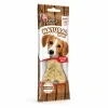 Nakloněný e-shop packshot produktu Akinu NATURAL Kost s L-carnitinem pamlsek pro psy 1 ks (RegCis 17617) na bílém pozadí. Produkt beze změny převzat z aktuální produktové fotky, náklon, světlo a stín sjednoceny podle schváleného packshotu 204906.