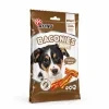 Packshot SKU 204731 (Akinu BACONIES Slaninky 85 g) — sólo na bílém, náklon dle 173009 (a146652d). V Heliosu chybí maketa; obal z BaseLinker packshotu 8453dd67. 2k 1:1, v2 ze 2.