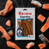 Suprimo Selection losos kousky s kůží — flat-lay černý mramor, syrový losos
